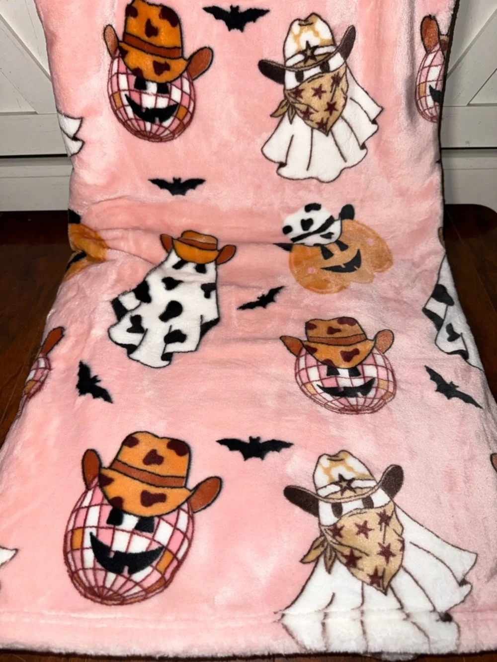 Rachel Roy Pink Halloween Cowgirl Plush Throw Blanket